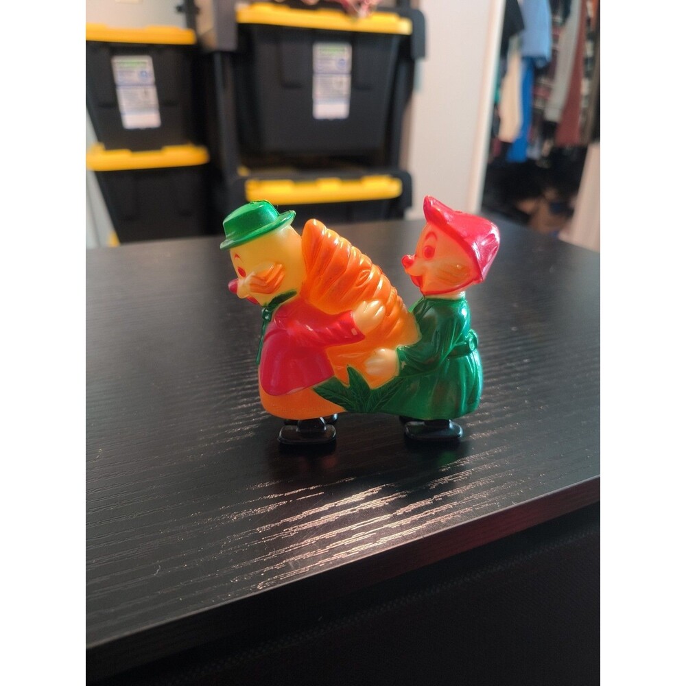 Vtg Anthropomorphic Animals Ramp Walker Plastic Toy Hong Kong Christmas